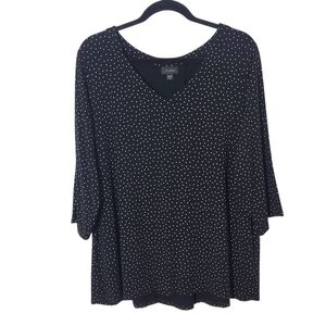 J. Jill Black and White Polka Dot V-Neck Top Size XL Tall
